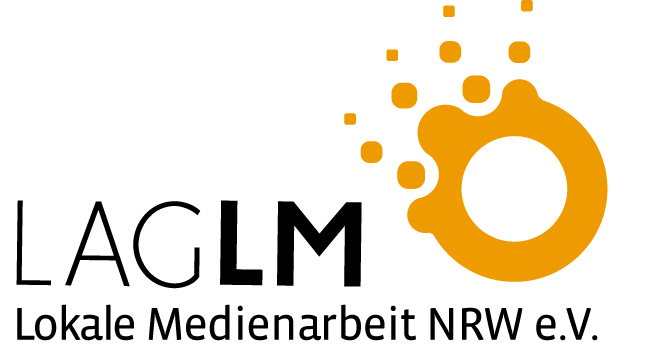 Das Bild das schwarz orangene Logo der LAG Lokale Medienarbeit NRW e.V.