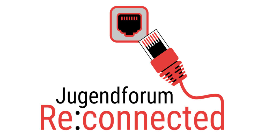 Banner Jugendforum NRW Re:Connected. Ein WLAN Kabel und ein Anschluss.